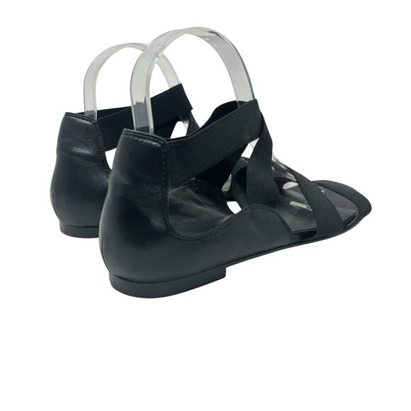 Stuart Weitzman Gladiator Sandals Flat Leather Stretch Knit Black Size 9.5 - Picture 5 of 12